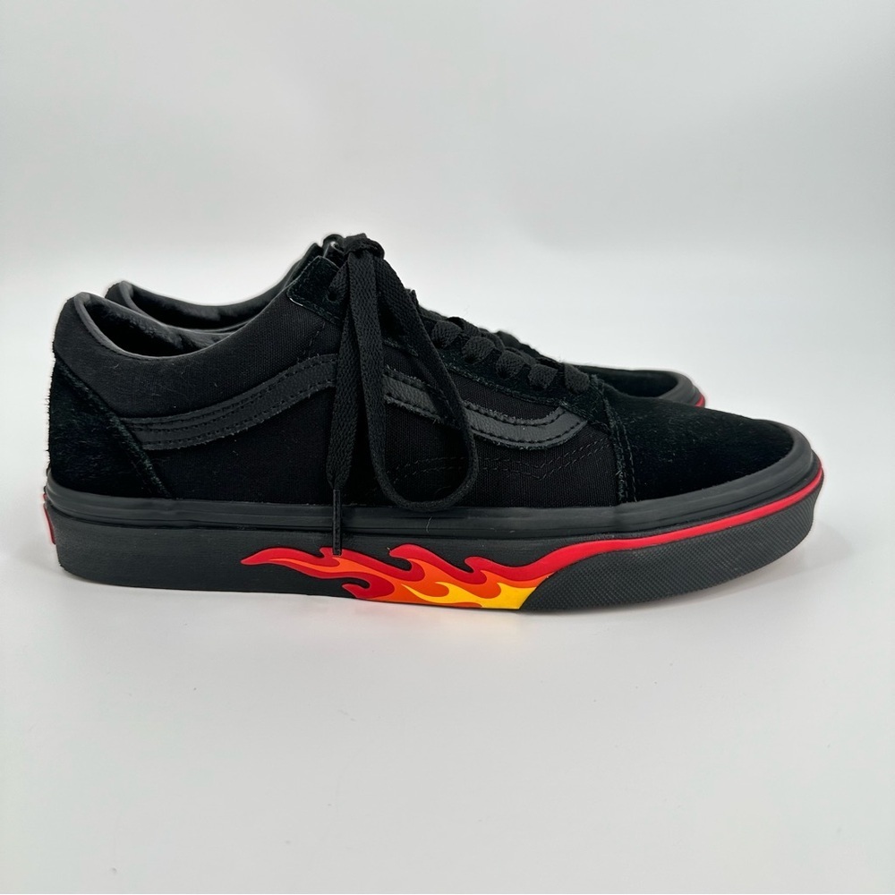Vans Old Skool Flame Wall Collection Unisex Black Skate Shoes Size M-7, W-8.5